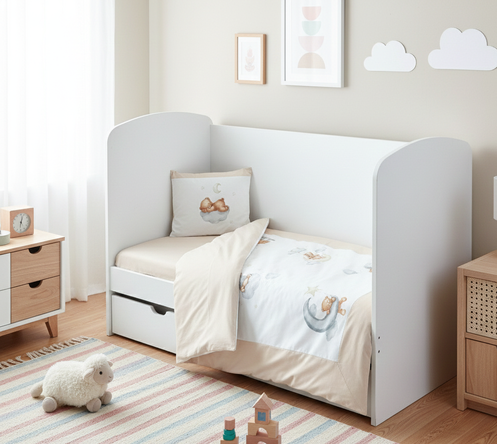 Rainy Set de lenjerie de pat pentru bebeluși 3 piese Baby Bear mărime unică bej