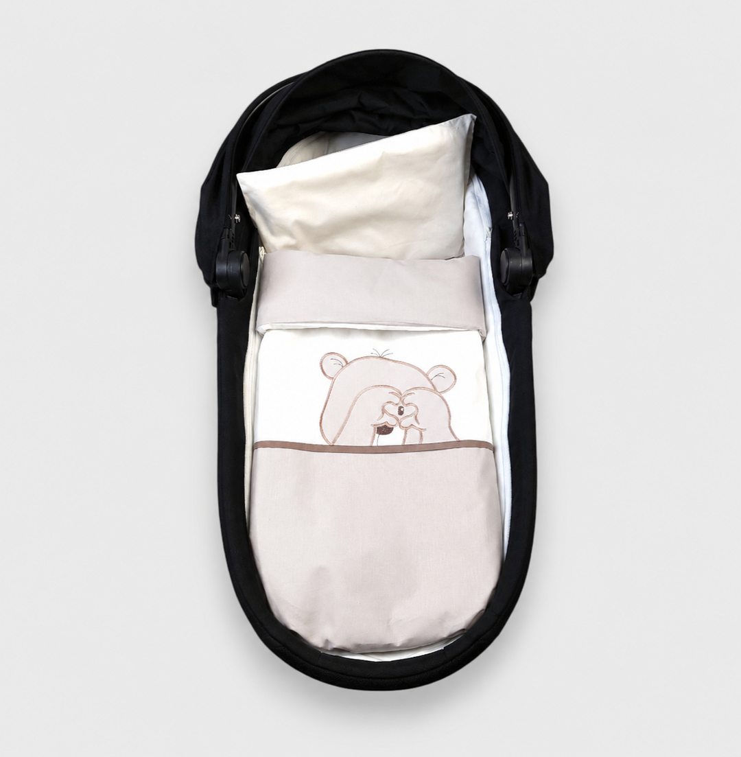 Rainy Set de lenjerie de pat pentru cărucior 5 piese Lux Love Bear Vară