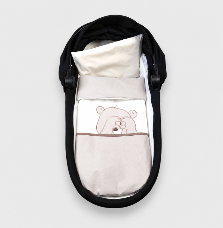 Rainy Set de lenjerie de pat pentru cărucior, 6 piese, Lux Love Bear