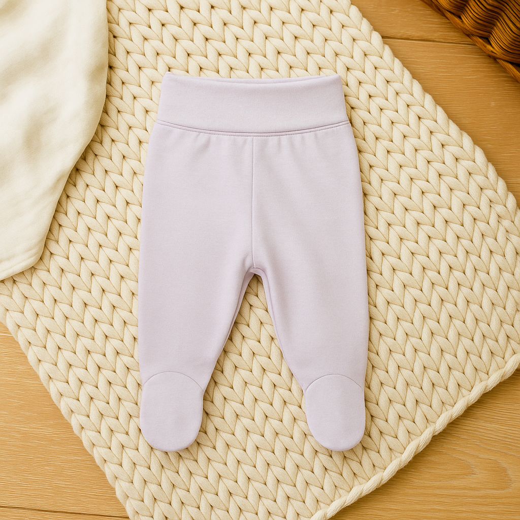 Rainy Pantaloni cu botoșei pentru bebeluși, culoarea ecru delicat, cu betelie întoarsă, 48 - 74 cm.
