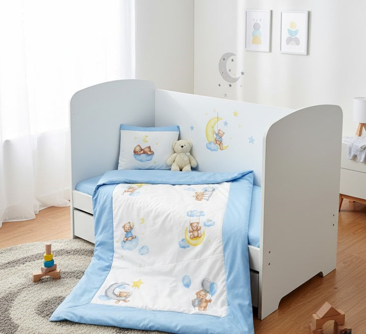Rainy Set de lenjerie de pat pentru bebeluși 3 piese Baby Bear Mărime unică albastru