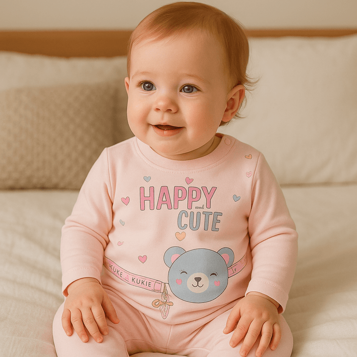 Rainy Bluză pentru bebeluși cu mânecă lungă Happy cute 62-92 cm. roz