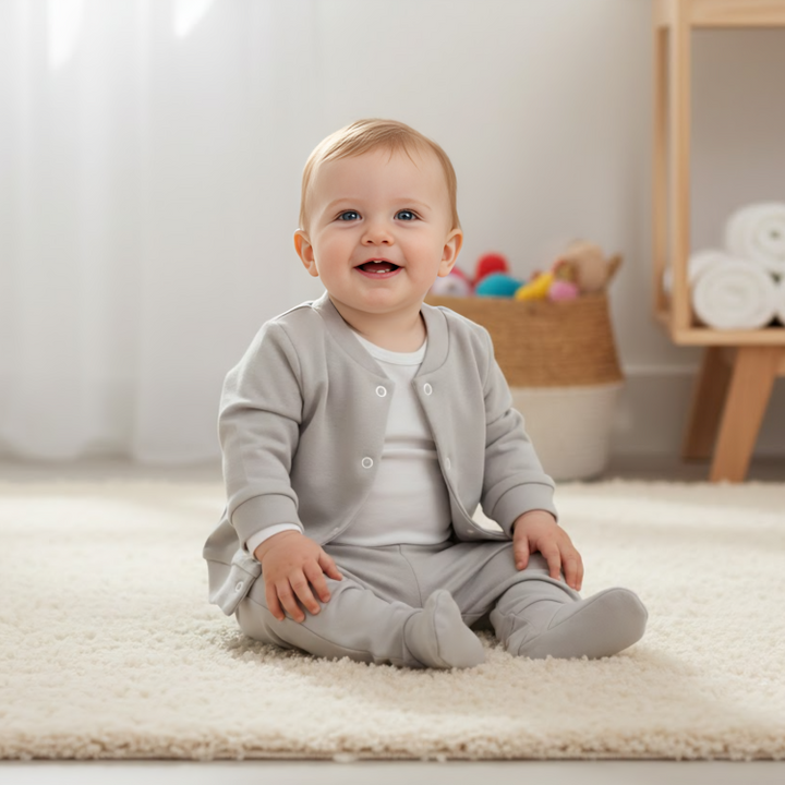 Set pentru bebeluși Rainy, 2 piese: cardigan și pantalonași cu botoșei cu botoșei, 48-68 cm, culoare „cacao cald”