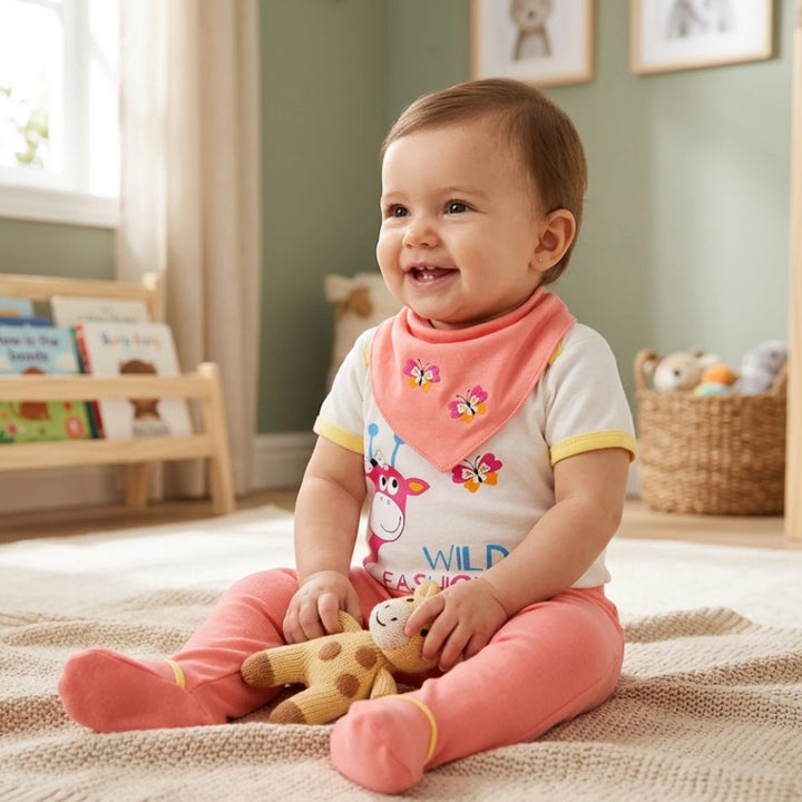 Set bebeluș Rainy din 3 piese Girafă cu fluture 56-74 cm.
