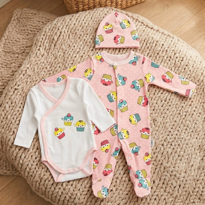 Set pentru bebeluși Rainy din 3 piese „Prăjiturele” 56-68 cm.