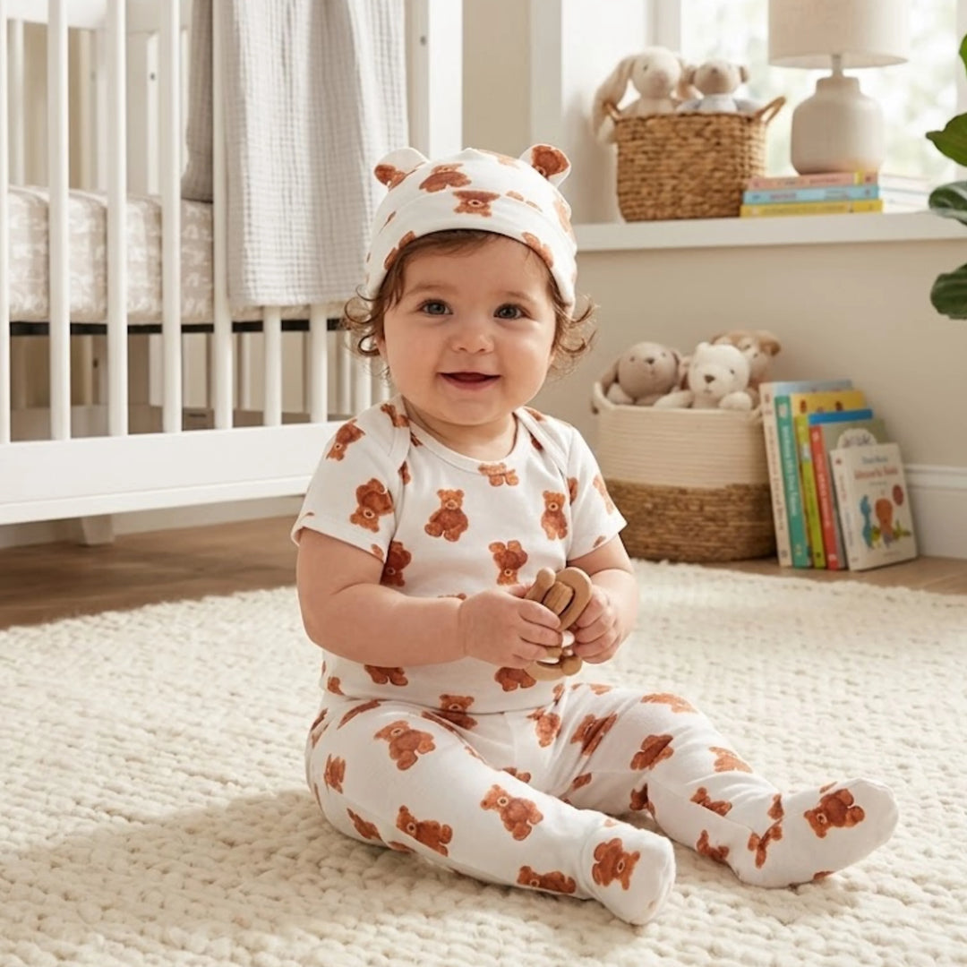 Set pentru bebeluși Rainy Premium, 3 piese, Bears, 56-74 cm.