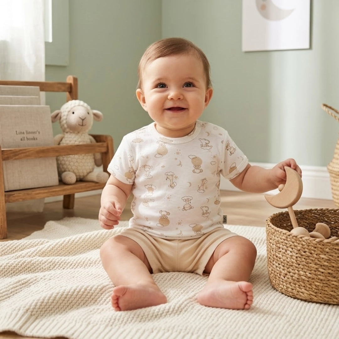 Rainy Set bebe 2 piese Baby animals 62-92cm. ecru