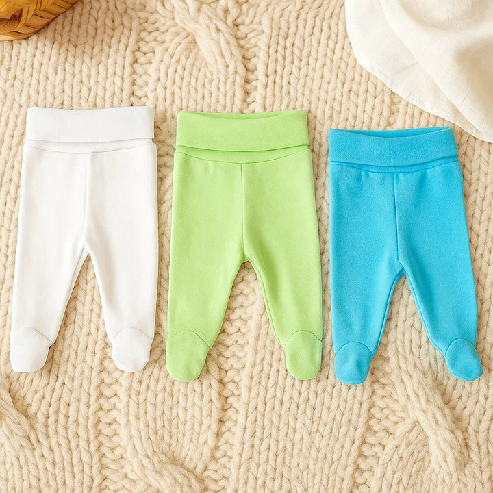 Set Rainy de 3 perechi de pantalonași cu botoșei cu talie pliabilă, 48–74 cm, kiwi/alb/roz