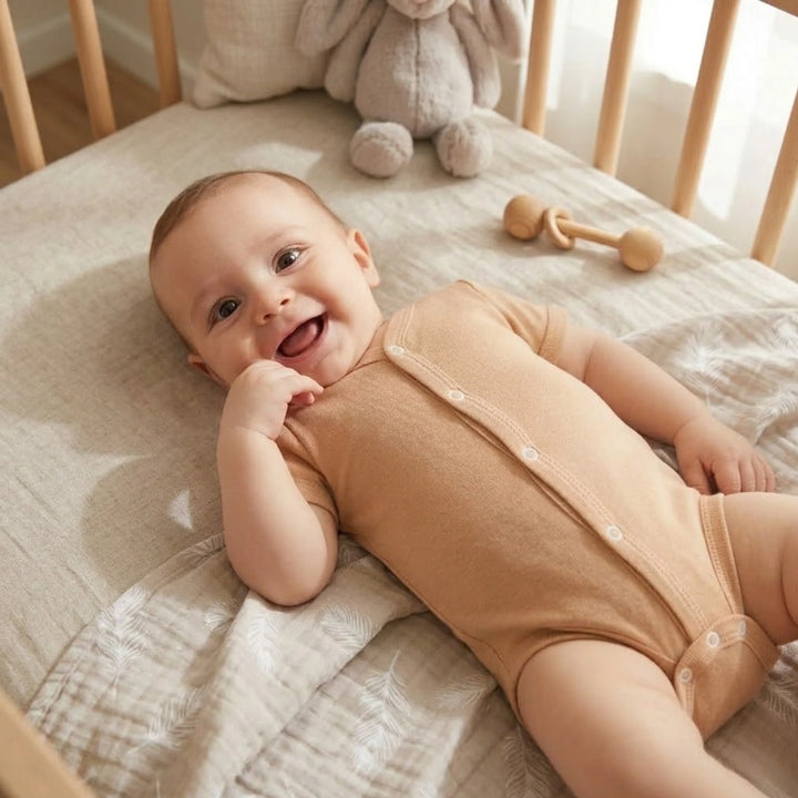Rainy Body bebe cu mânecă scurtă și închidere frontală 48 - 86 cm. moka