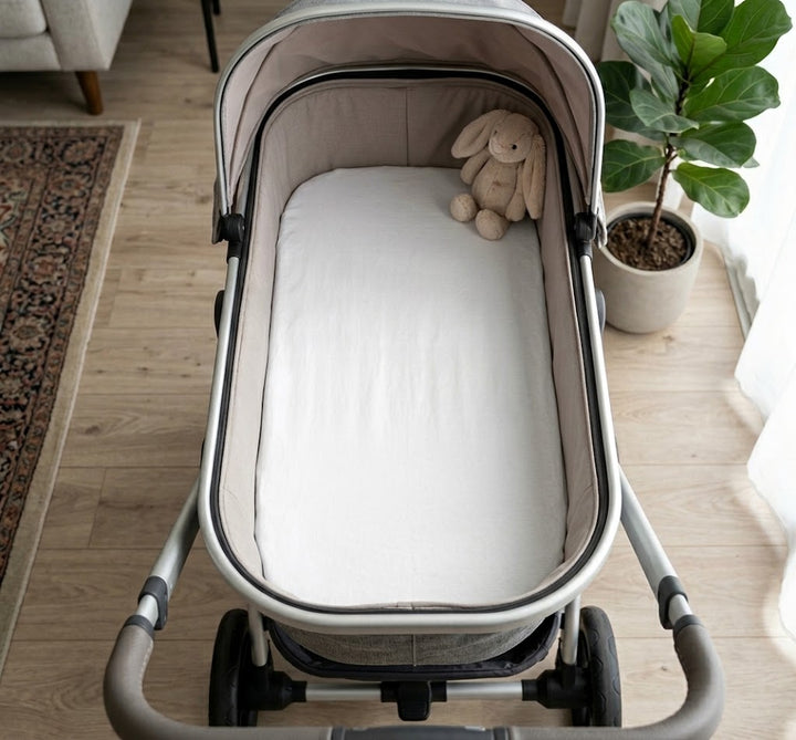 Rainy Cearșaf tricotat cu elastic pentru cărucior, 55/95 cm, alb