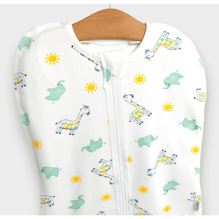 Rainy Păturică antistres cu fermoar + căciulă cu girafă și elefant