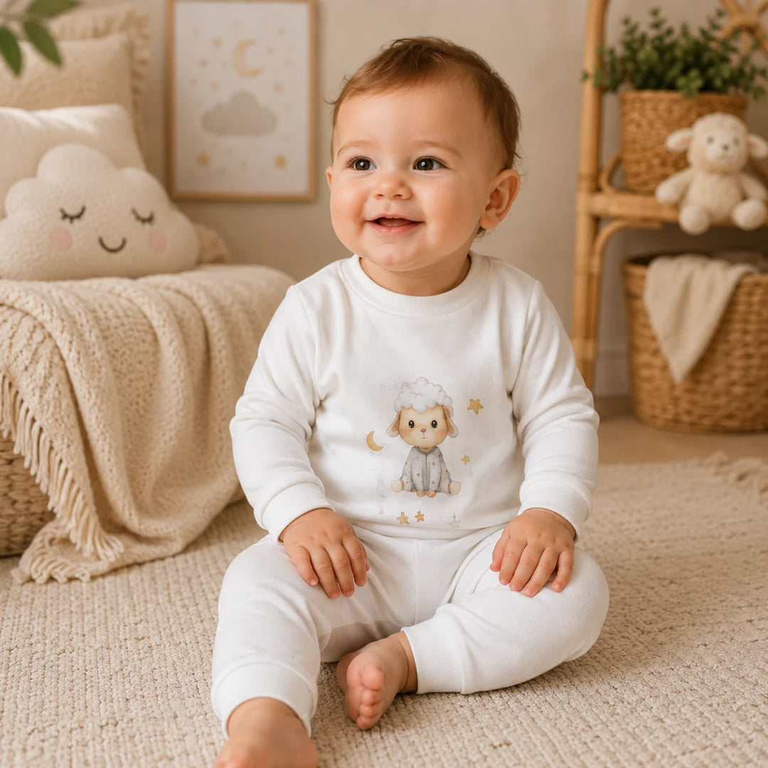 Pijama pentru copii Rainy cu mânecă lungă Sheep 74 - 110 cm. ecru delicat