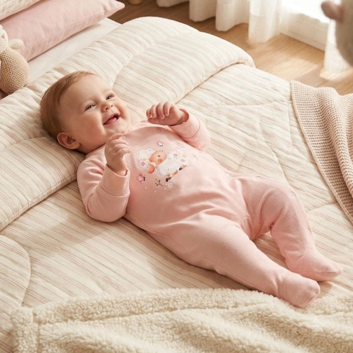 Salopetă pentru bebeluși Rainy Little Lamb cu mâneci lungi 56-74 cm, culoare bomboană