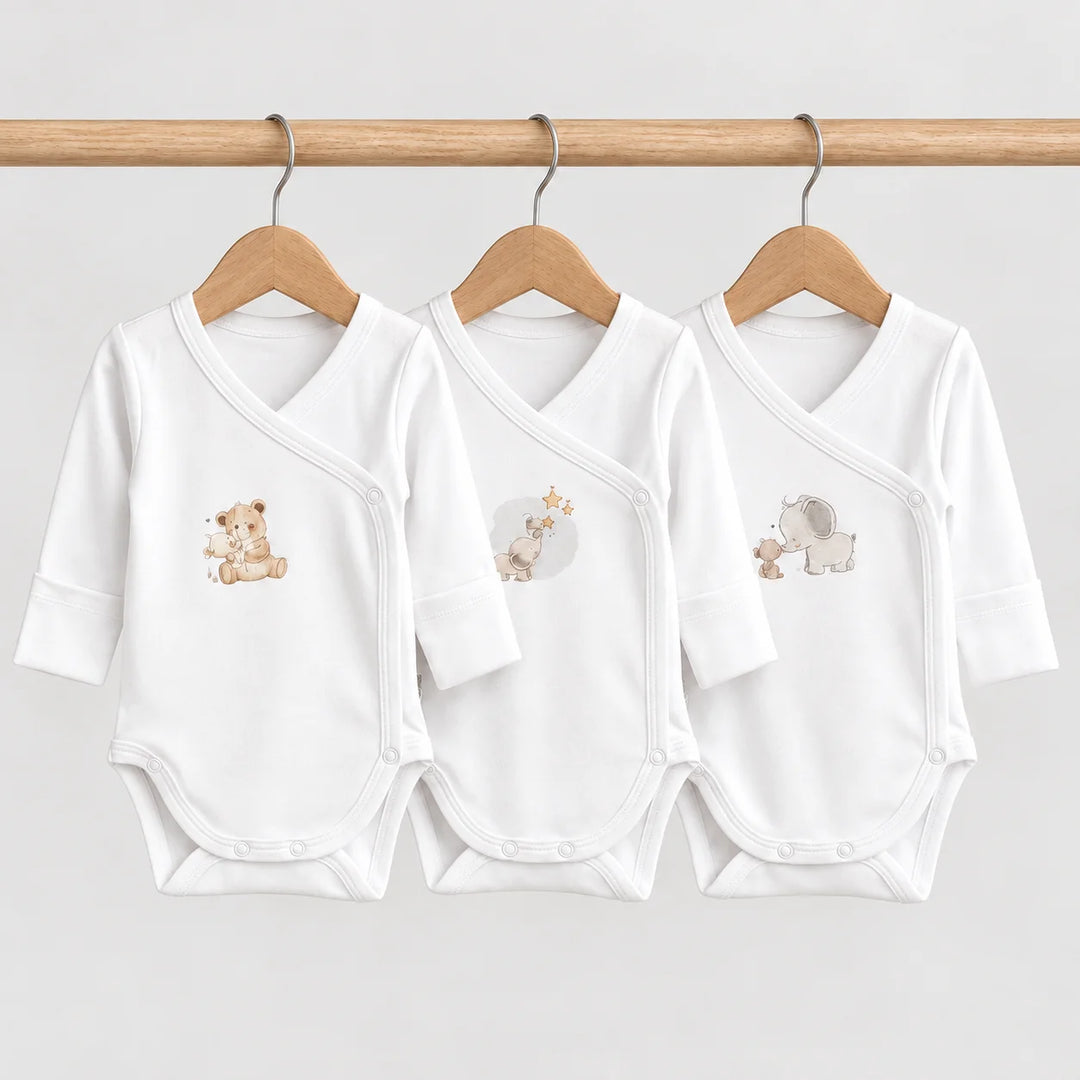 Rainy Set de 3 body-uri pentru bebeluși cu mânecă lungă și mănuși, 48–62 cm