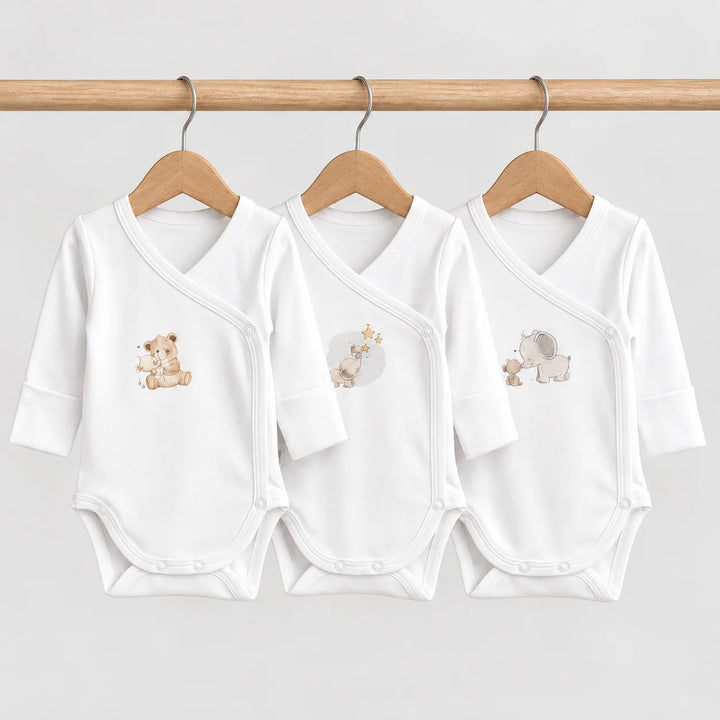 Rainy Set de 3 body-uri pentru bebeluși cu mânecă lungă și mănuși, 48–62 cm