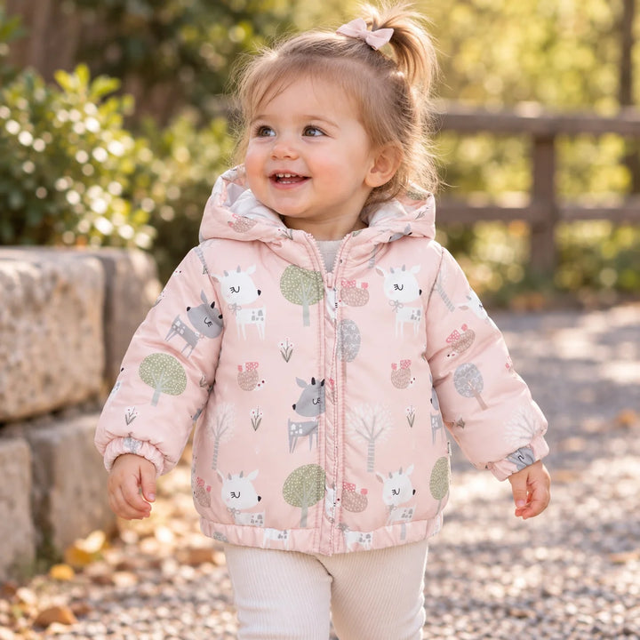 Rainy Geacă matlasată pentru bebeluși 62 - 92 cm. Pink deer
