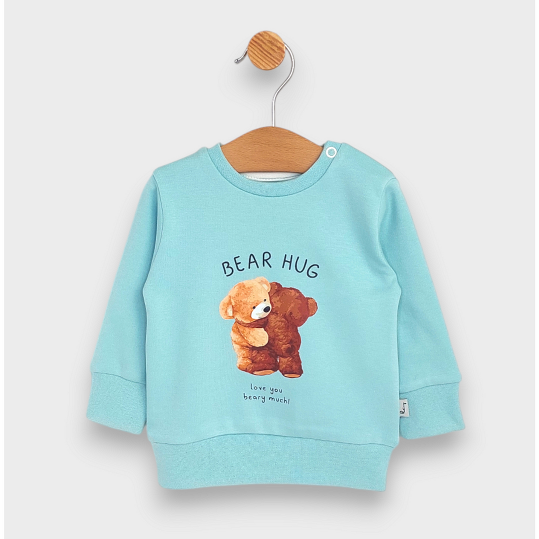 Rainy Bluză pentru bebeluși cu mâneci lungi Bear hug 62-92 cm, aqua
