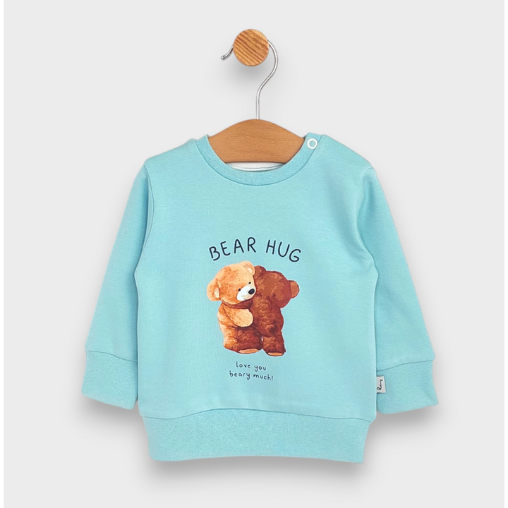 Rainy Bluză pentru bebeluși cu mâneci lungi Bear hug 62-92 cm, aqua