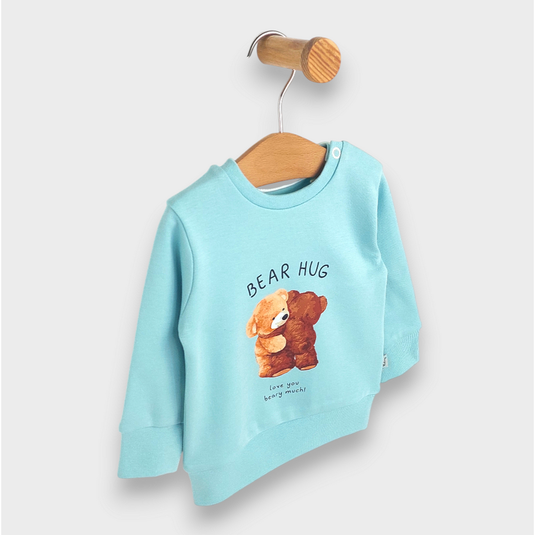 Rainy Bluză pentru bebeluși cu mâneci lungi Bear hug 62-92 cm, aqua