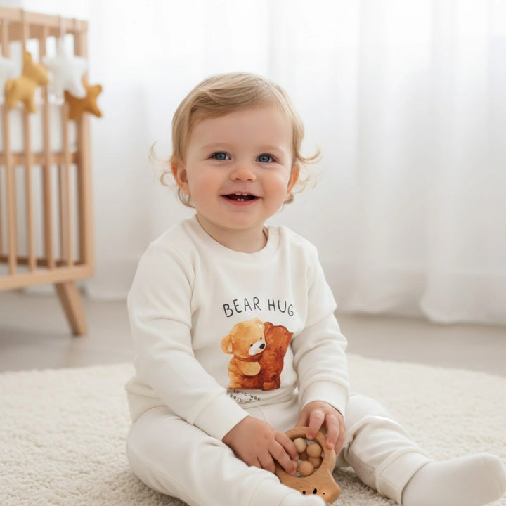 Rainy Bluză pentru bebeluși cu mâneci lungi Bear hug 62-92 cm, ecru