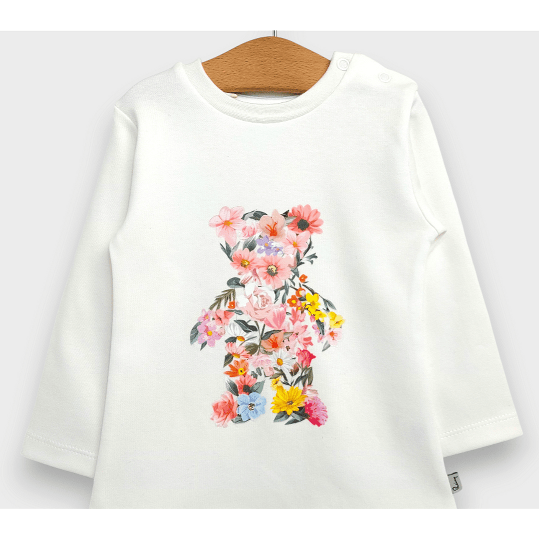 Rainy Bluză bebe cu mânecă lungă Ursuleț colorat 62-92 cm. ecru
