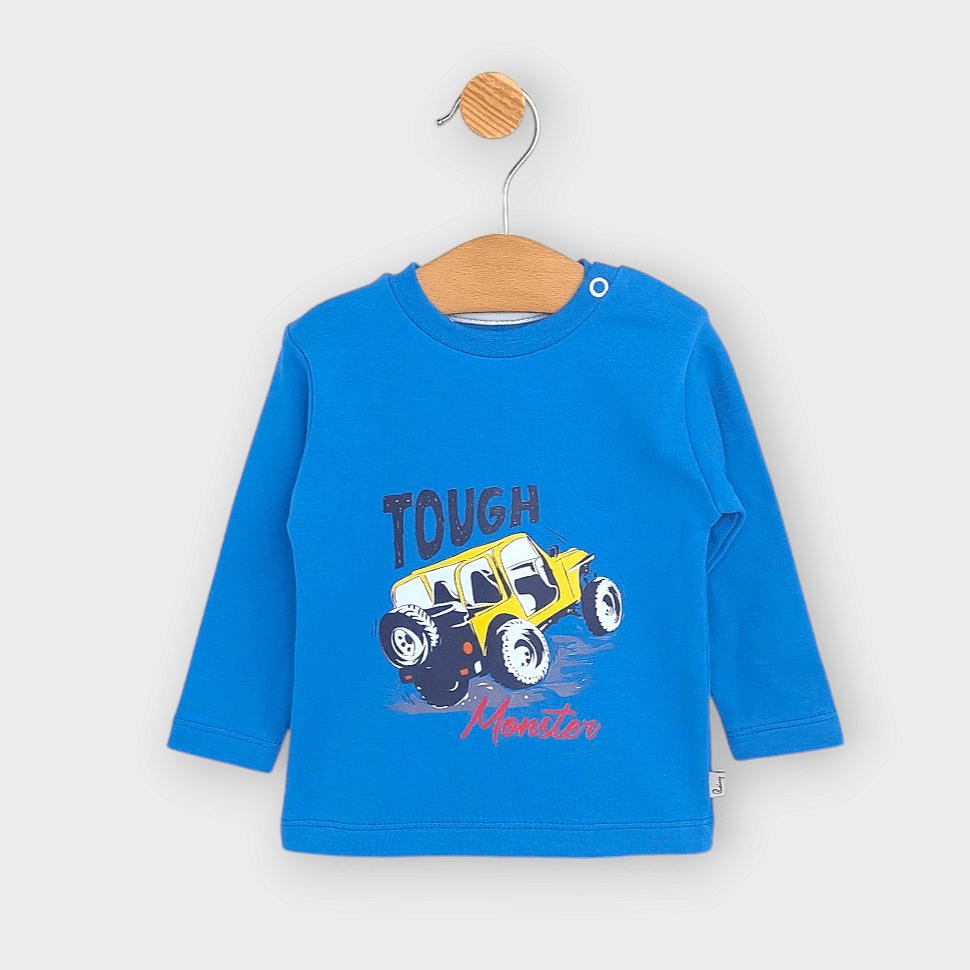 Rainy Bluză pentru bebeluși cu mânecă lungă Monster car 62-92 cm. cobalt
