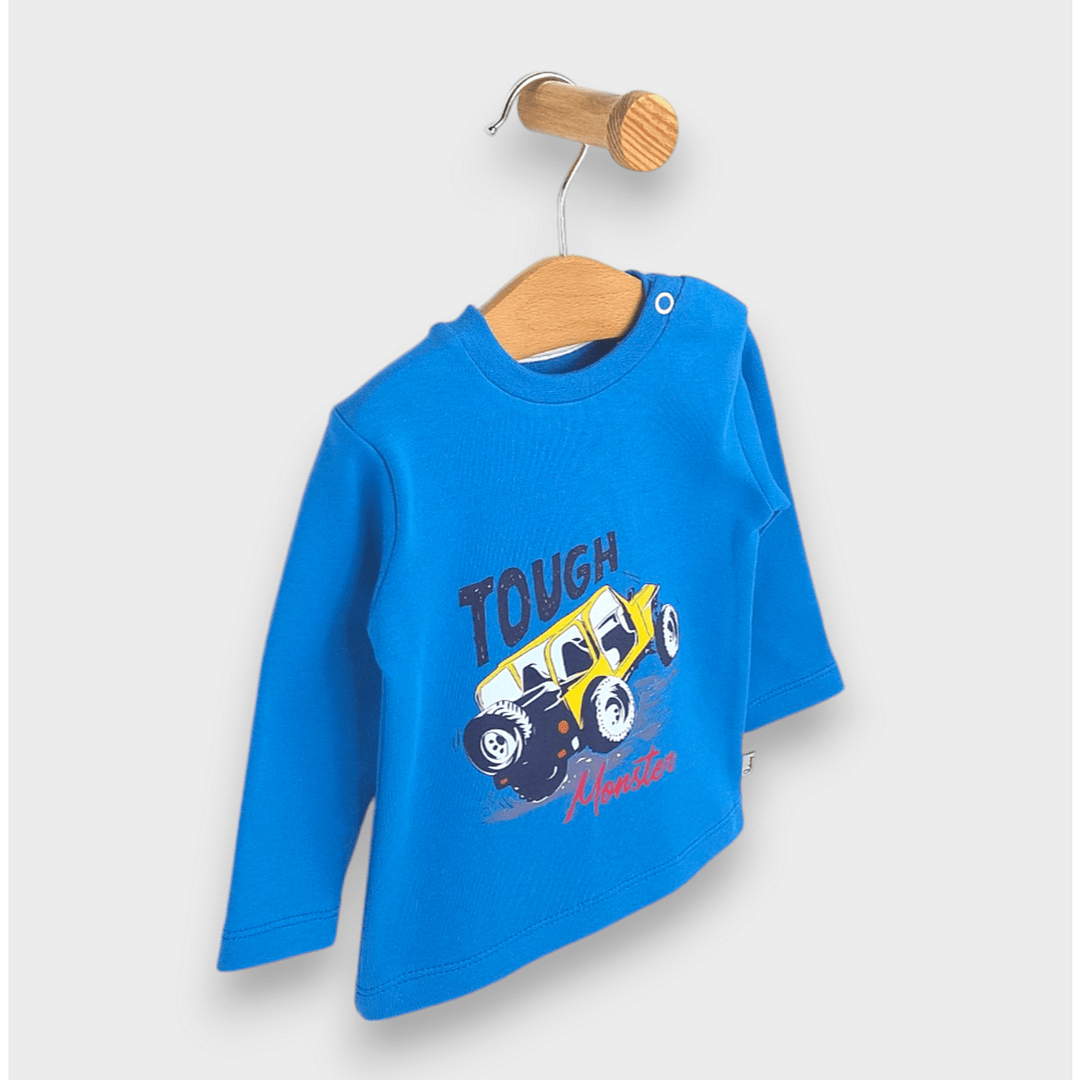 Rainy Bluză pentru bebeluși cu mânecă lungă Monster car 62-92 cm. cobalt