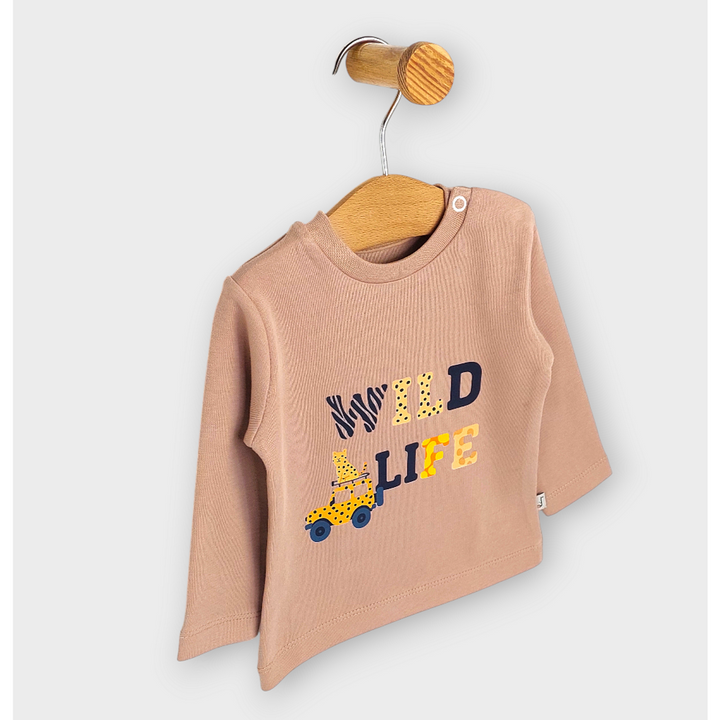 Rainy Bluză pentru bebeluși cu mânecă lungă Wild life 62-92 cm, culoare migdală