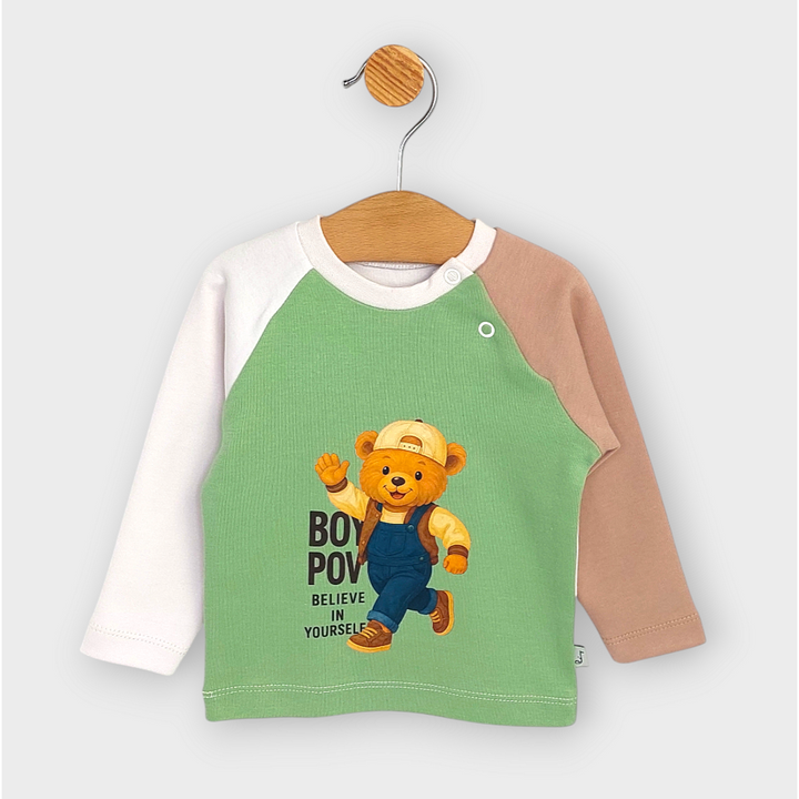 Rainy Bluză pentru bebeluși cu mânecă lungă raglan Boy Power 62-92 cm.