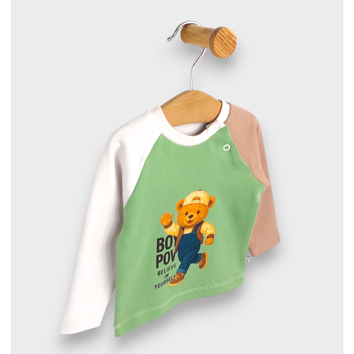 Rainy Bluză pentru bebeluși cu mânecă lungă raglan Boy Power 62-92 cm.