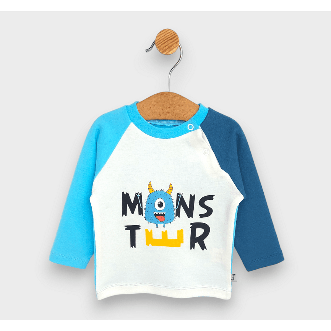 Rainy Bluză pentru bebeluși cu mânecă lungă raglan Monster 62-92 cm.