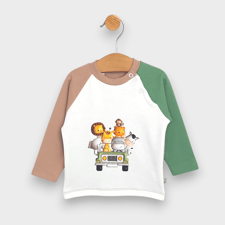 Bluză pentru bebeluși Rainy cu mâneci lungi raglan „Prieteni”, 62-92 cm.