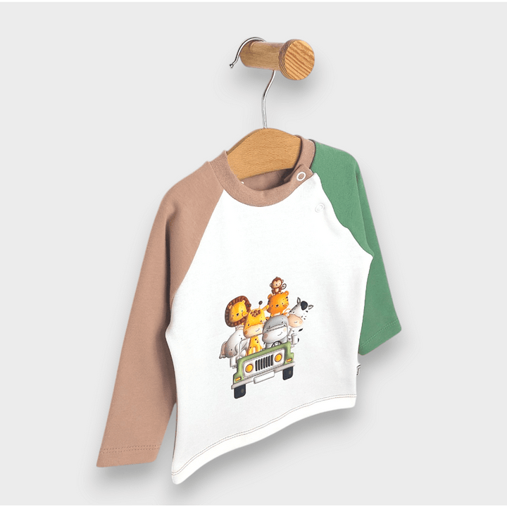 Bluză pentru bebeluși Rainy cu mâneci lungi raglan „Prieteni”, 62-92 cm.