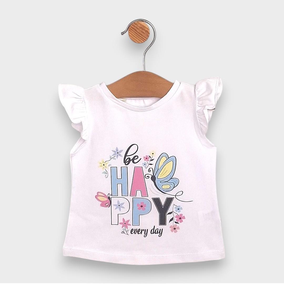 Rainy Bluză pentru bebeluși cu mânecă scurtă Be Happy 62-92 cm alb