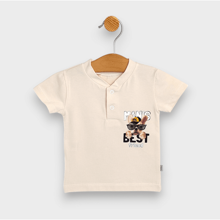 Rainy Bluză pentru bebeluși cu mânecă scurtă Best friend 62-92 cm. ecru
