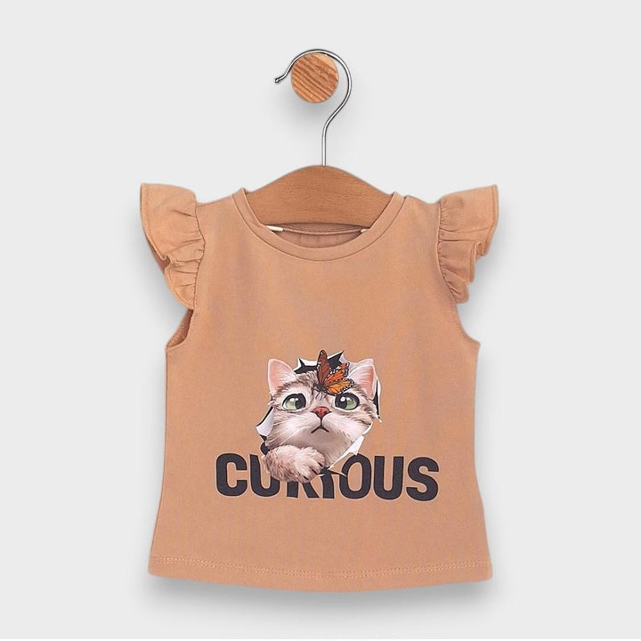 Rainy Bluză pentru bebeluși cu mânecă scurtă Curious 62-92 cm. moka