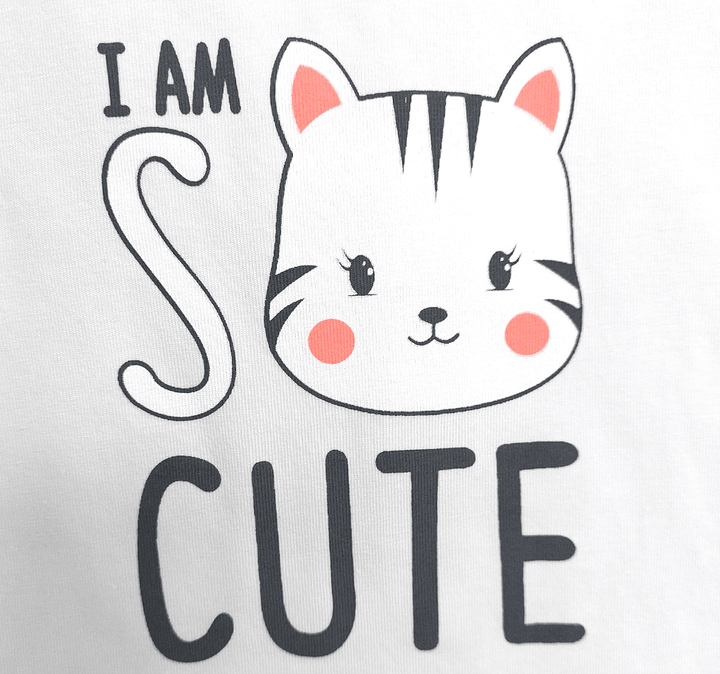Rainy Bluză pentru bebeluși cu mânecă scurtă Cute Cat 62-86 cm. albă