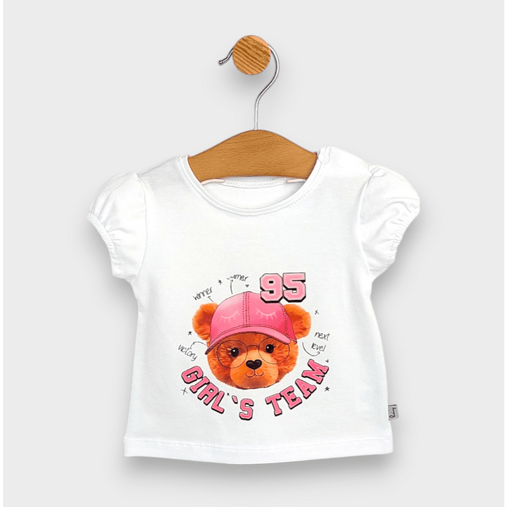 Bluză pentru bebeluși Rainy cu mâneci scurte „Girl's time”, 62-92 cm, alb