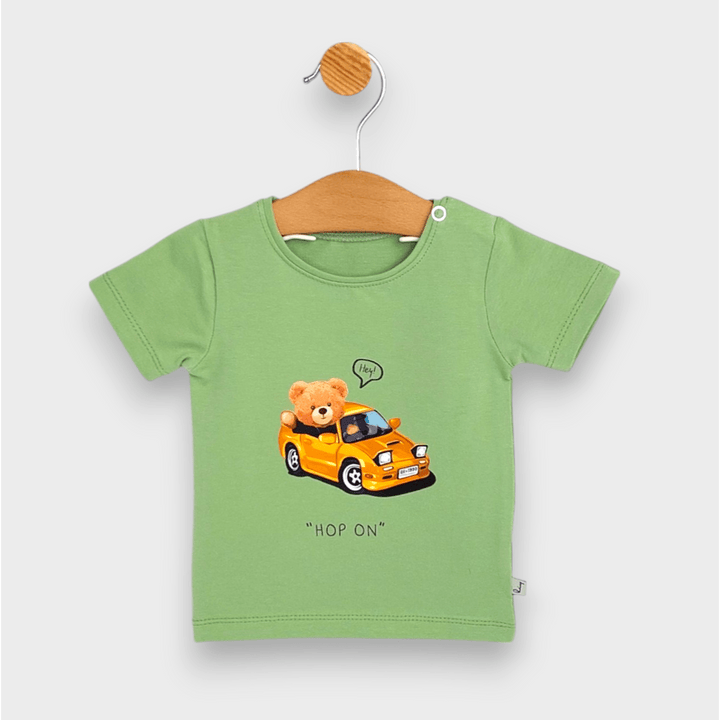 Bluză pentru bebeluși Rainy cu mâneci scurte „Hop on”, 62-92 cm, model „Pădure”