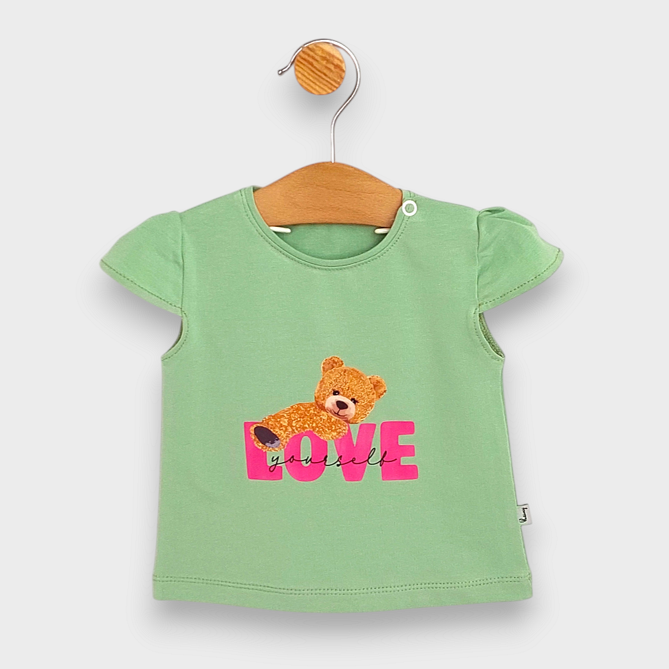 Rainy Bluză pentru bebeluși cu mânecă scurtă Love 62-92 cm. matcha