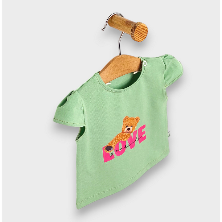 Rainy Bluză pentru bebeluși cu mânecă scurtă Love 62-92 cm. matcha