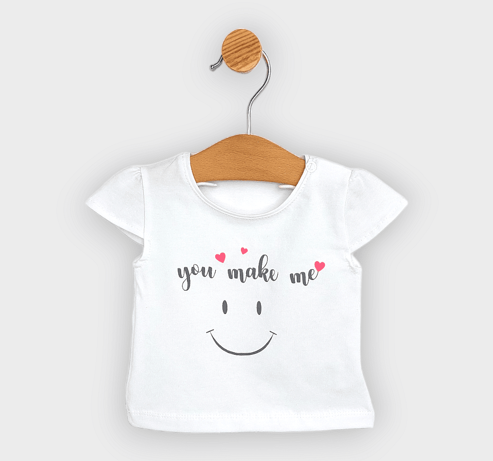 Rainy Bluză pentru bebeluși cu mânecă scurtă Smile 62-86 cm. alb