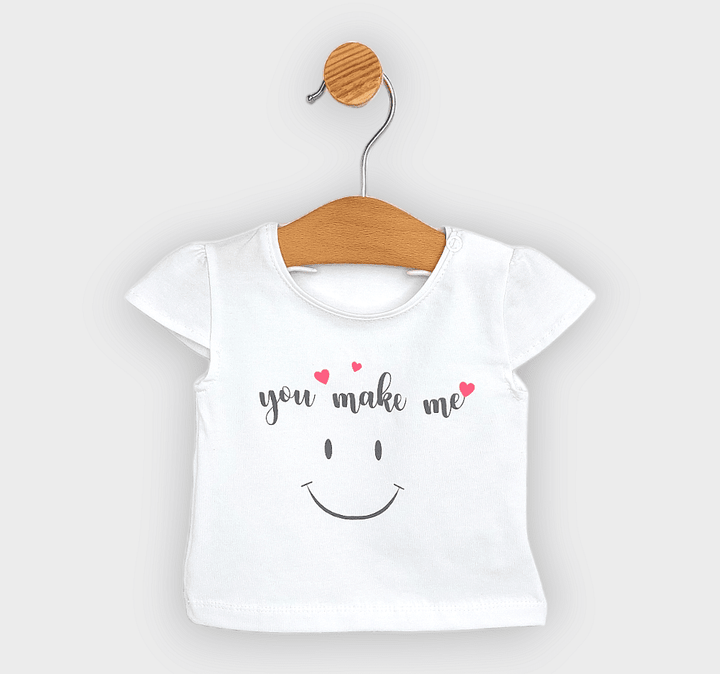 Rainy Bluză pentru bebeluși cu mânecă scurtă Smile 62-86 cm. alb