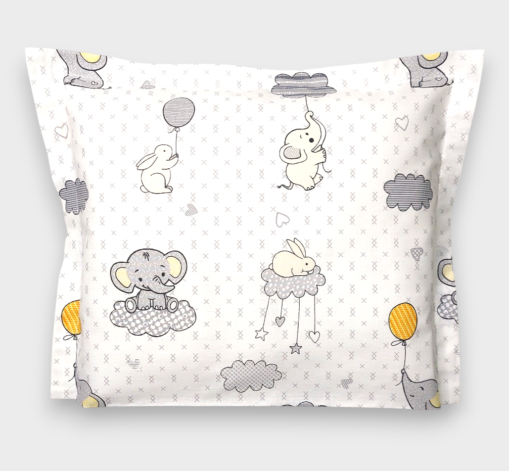 Rainy Față de pernă pentru bebeluși 40x60 cm. Elefant cu balon, gri