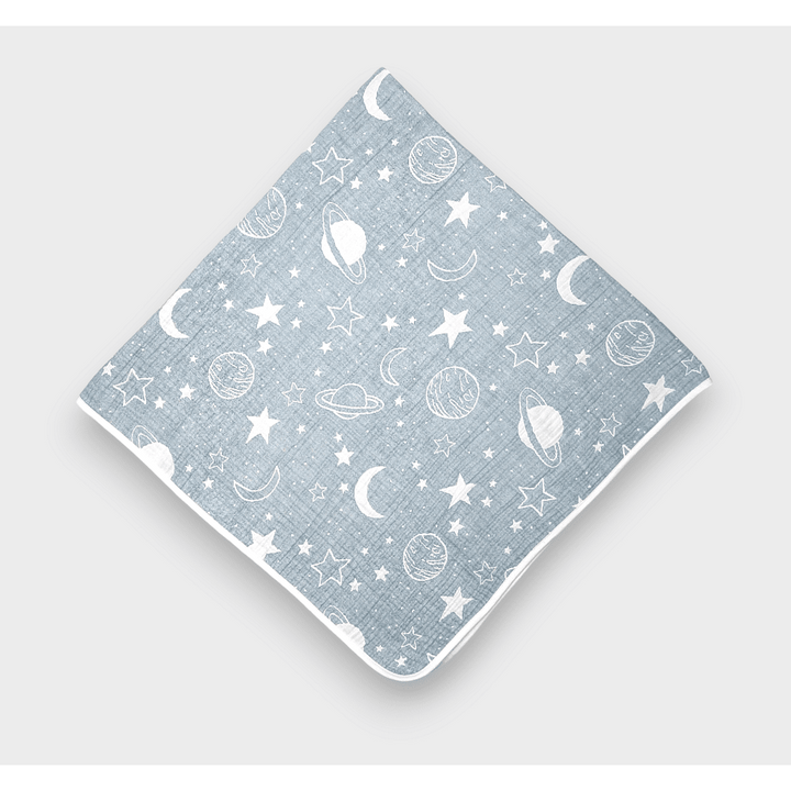 Rainy Scutec din muselină pentru bebeluși, cu două fețe, 120 x 120 cm. Gri „Cosmos”