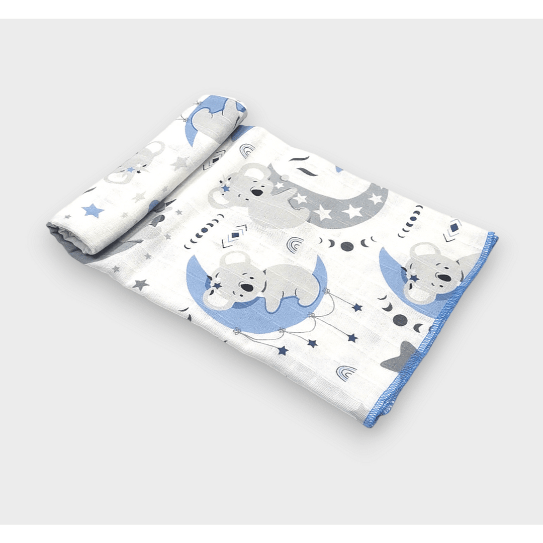 Rainy Scutec din finet pentru bebeluși 110x110 cm. Koala albastru