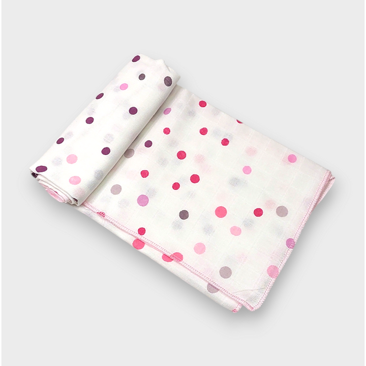 Rainy Scutec din finet pentru bebeluși 110x110 cm. Buline roz
