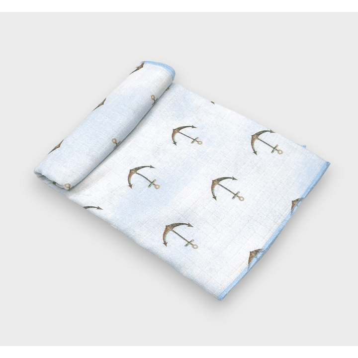 Rainy Scutec textil din muselină pentru bebeluși 80x80 cm. Ancore