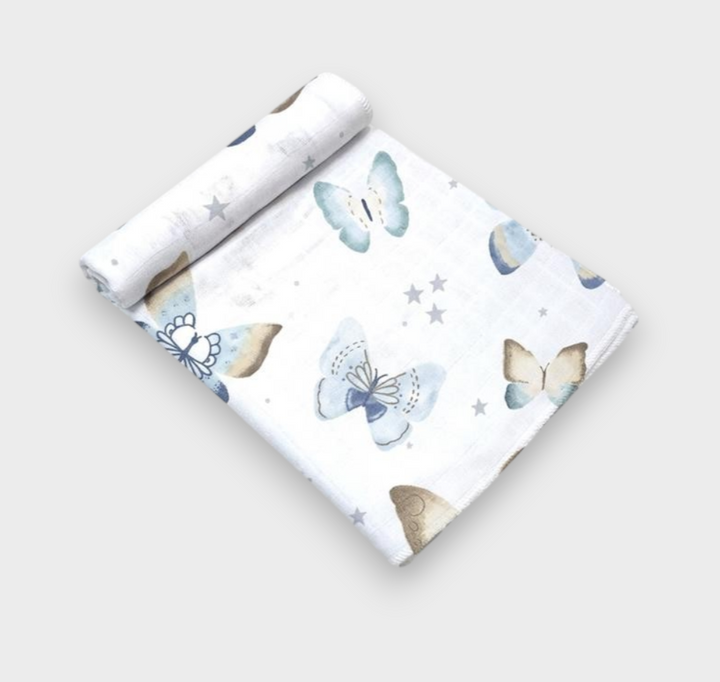 Rainy Scutec din finet pentru bebeluși 80x80 cm. Fluturi