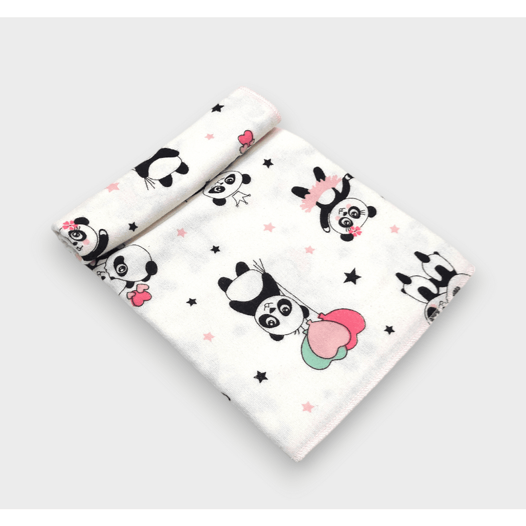 Rainy Scutec pentru bebeluși din finet 120x120 cm. Panda roz